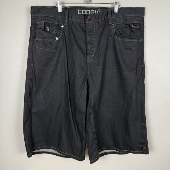 Coogi Men's Black‎ Jean Shorts Flap Pocket Hip Hop Streetwear Y2K Baggy Size 42 - Picture 1 of 15